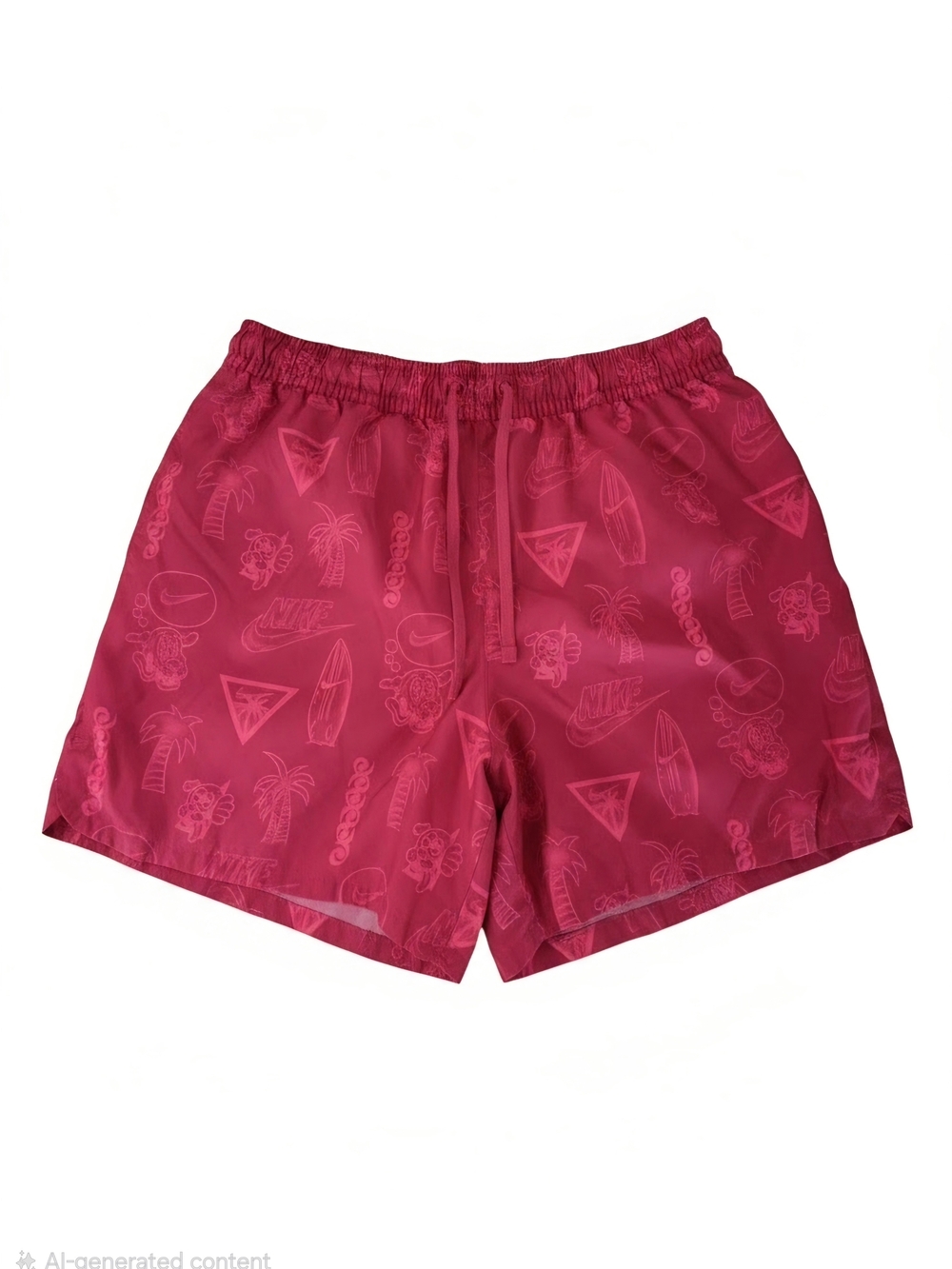 Nike Men's Pink Swim Shorts with All-Over Tropical Print